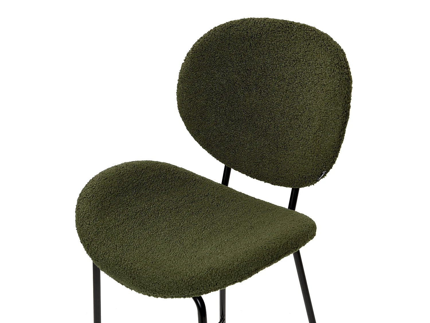 Set of 2 Bar Chairs LUANA Boucle Dark Green