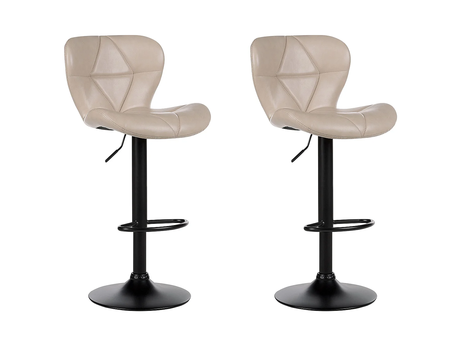 Lot de 2 chaises de bar VALETTA Cuir PU Beige clair