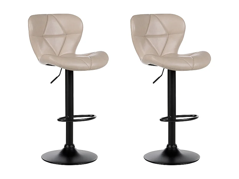 Lot de 2 chaises de bar VALETTA Cuir PU Beige clair