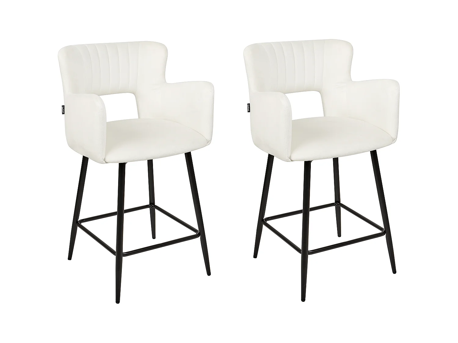 Lot de 2 chaises de bar SANILAC Velours Blanc