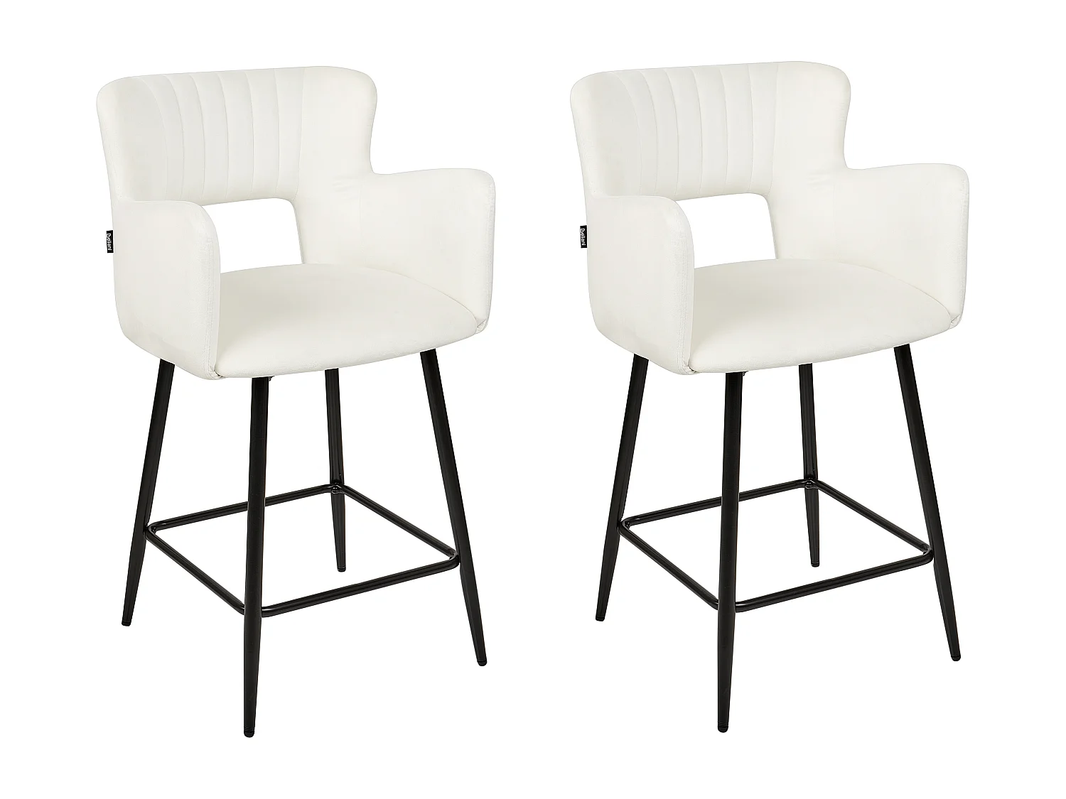 Conjunto de 2 bancos de bar SANILAC Veludo Creme