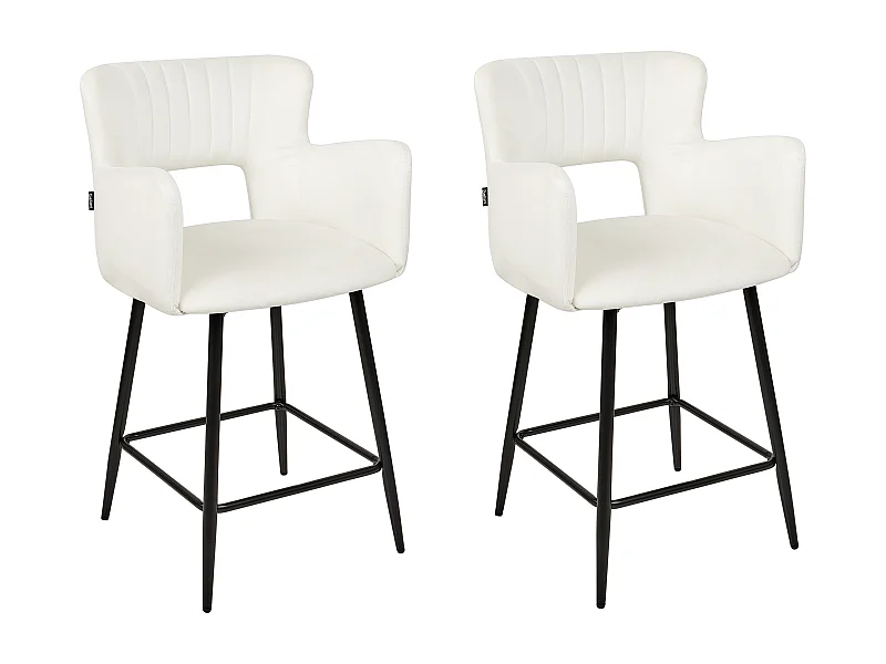 Zestaw 2 krzeseł barowych SANILAC Welur Kremowy