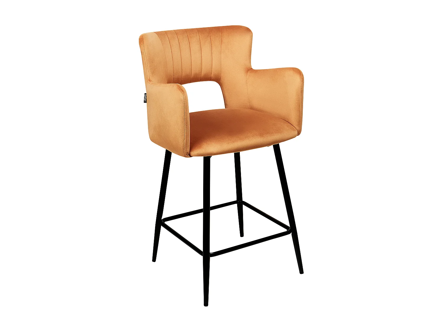 Barstuhl Samt orange mit Rückenlehne Armlehnen Fußstütze modern Sanilac