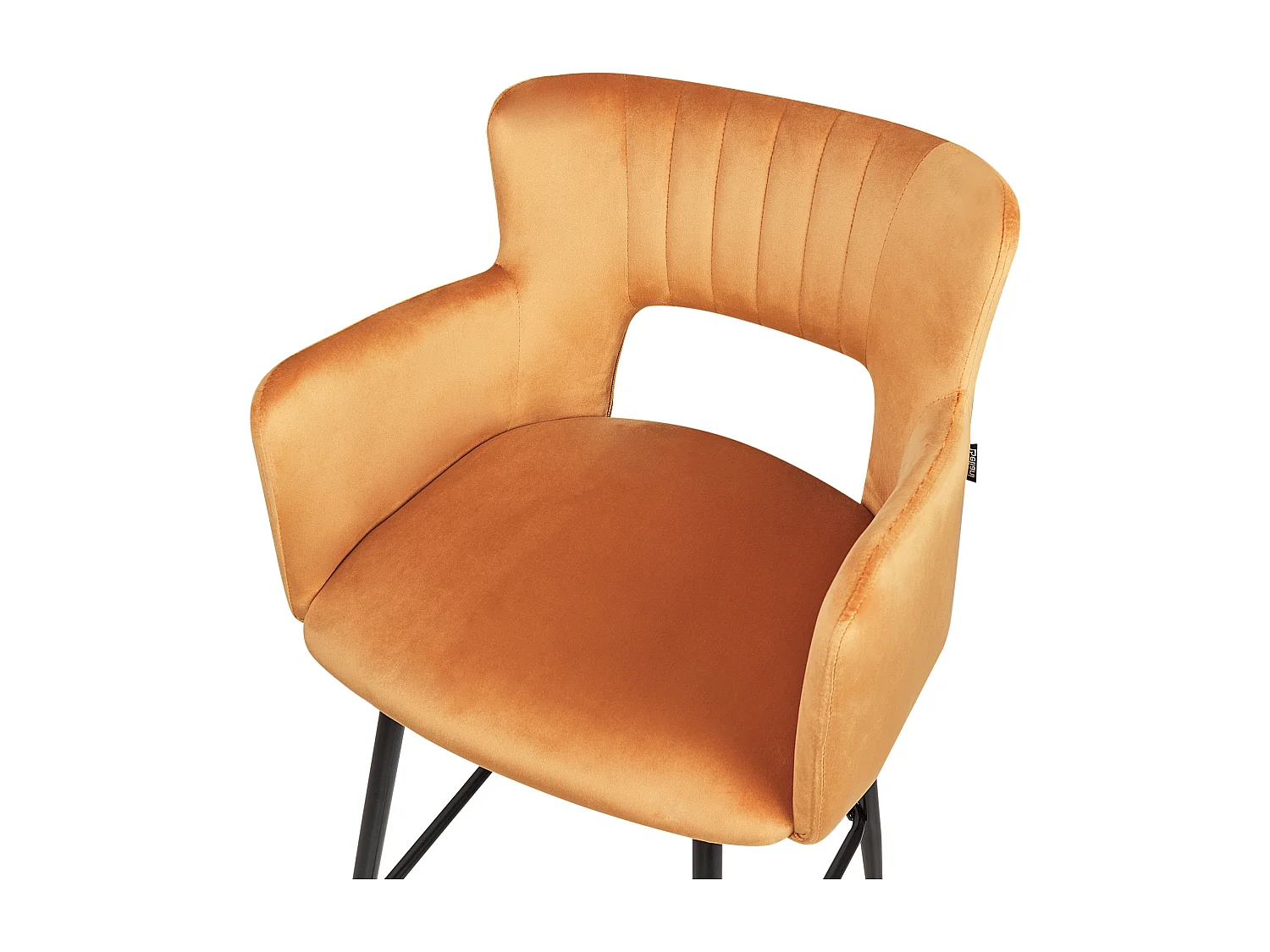 Barstuhl Samt orange mit Rückenlehne Armlehnen Fußstütze modern Sanilac