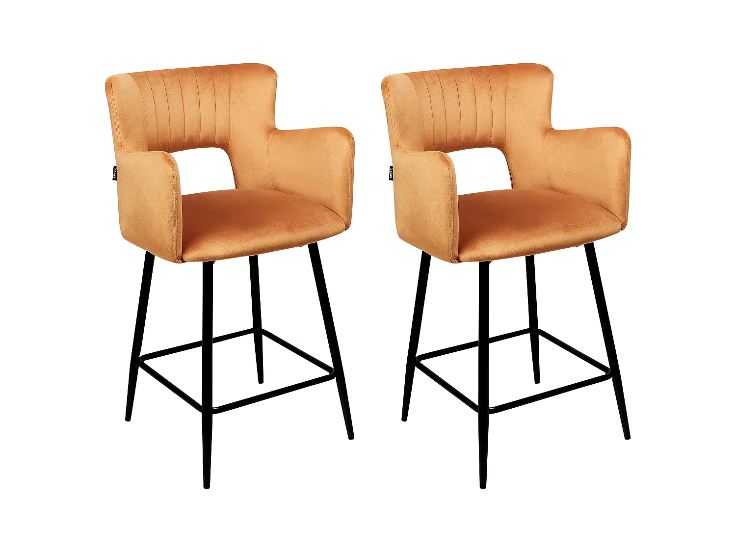 Lot de 2 chaises de bar SANILAC Velours Orange