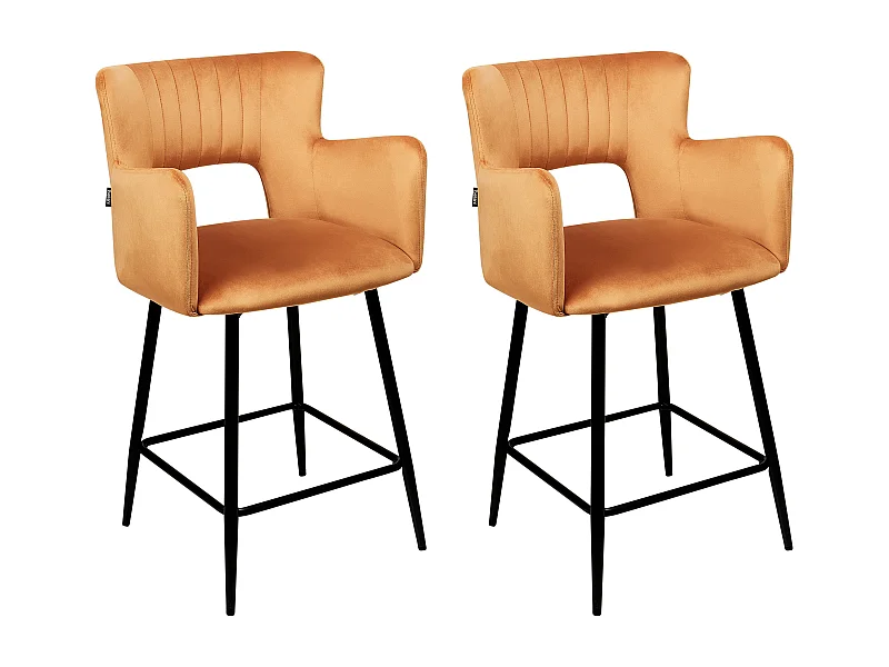 Set di 2 sedie alte SANILAC Velluto Arancione