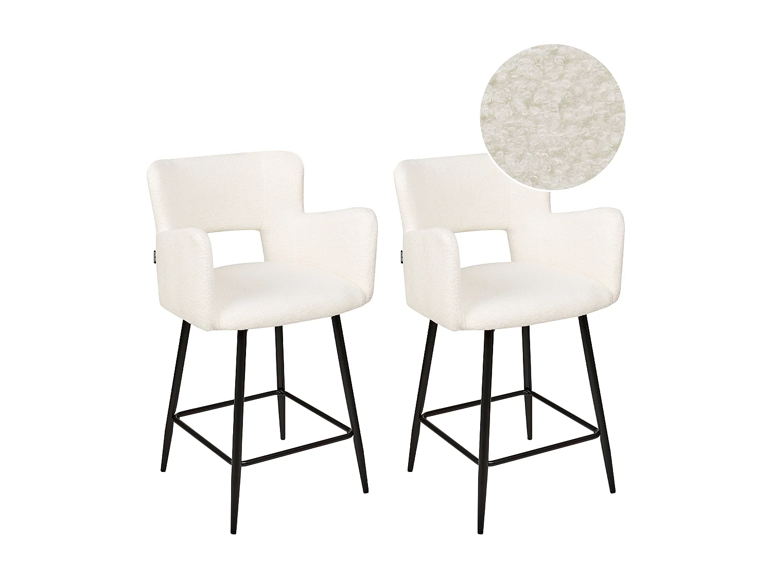 Set di 2 sedie alte SANILAC Bouclé Crema