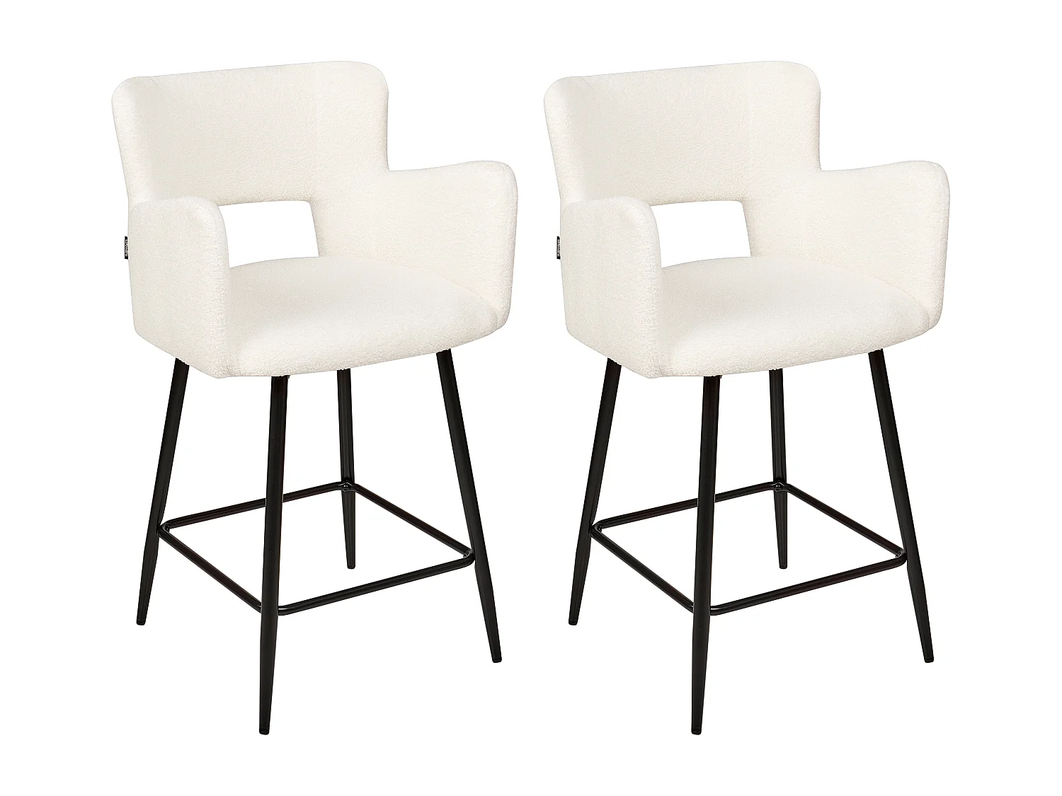 Set di 2 sedie alte SANILAC Bouclé Crema