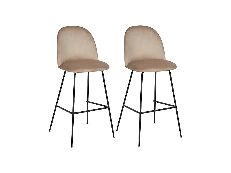 Barstühle 2er Set aus Samtstoff beige / taupe schwarze Beine modern Arcola