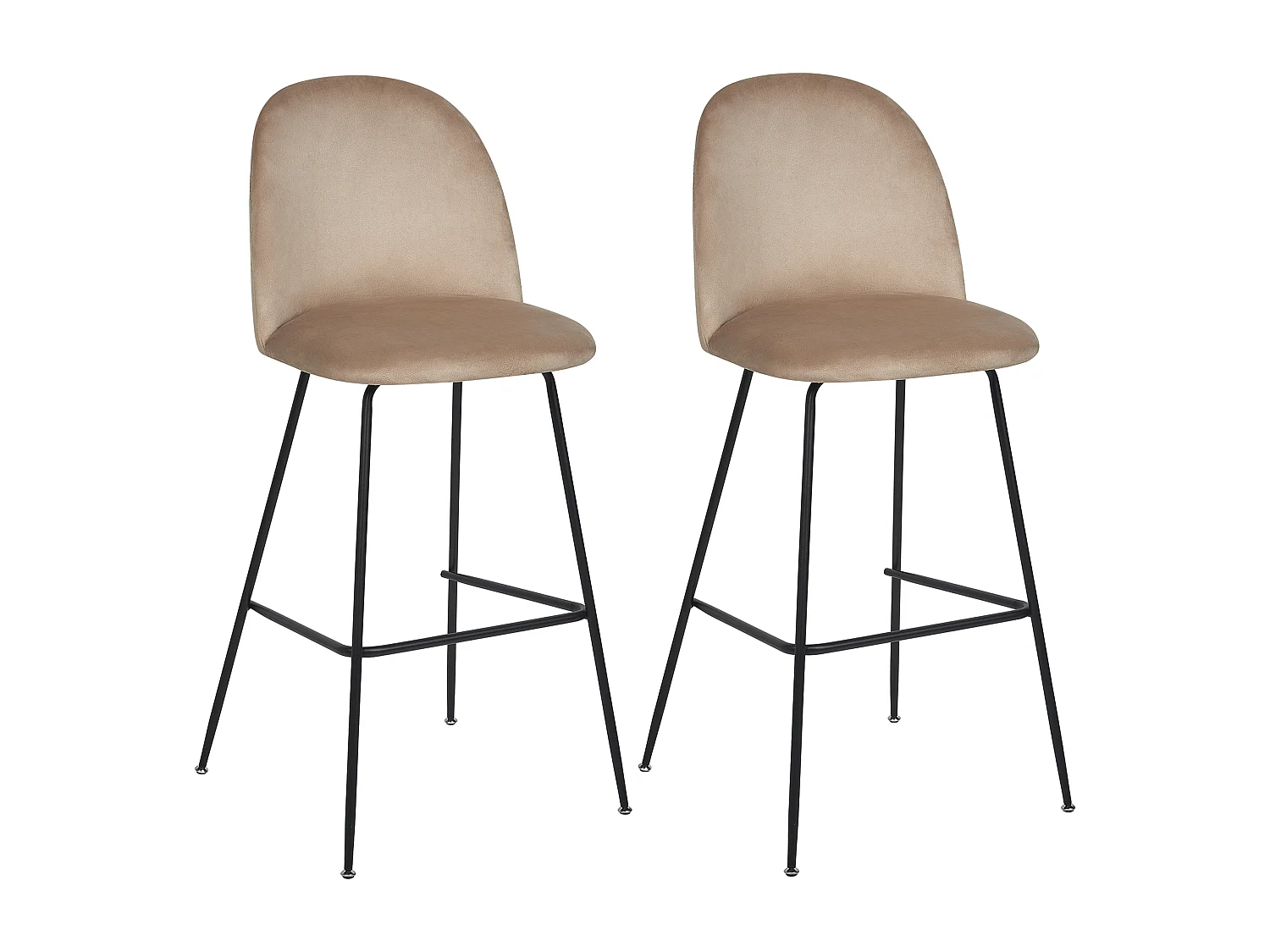 Barstühle 2er Set aus Samtstoff beige / taupe schwarze Beine modern Arcola