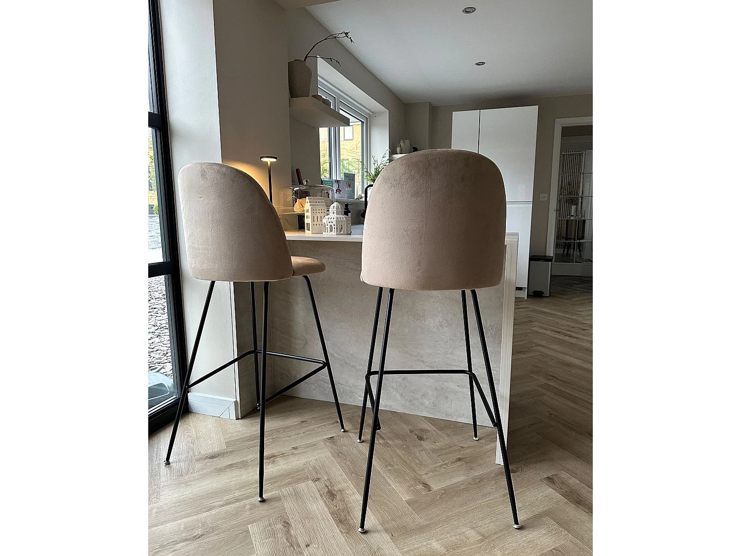 Lot de 2 chaises de bar ARCOLA Velours Taupe