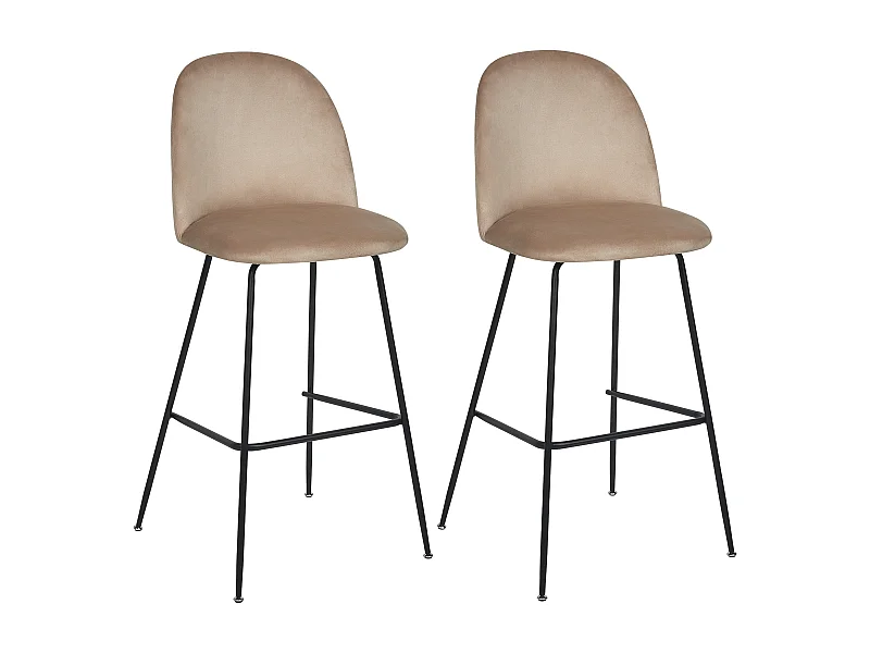 Zestaw 2 krzeseł barowych ARCOLA Welur Beżowoszary