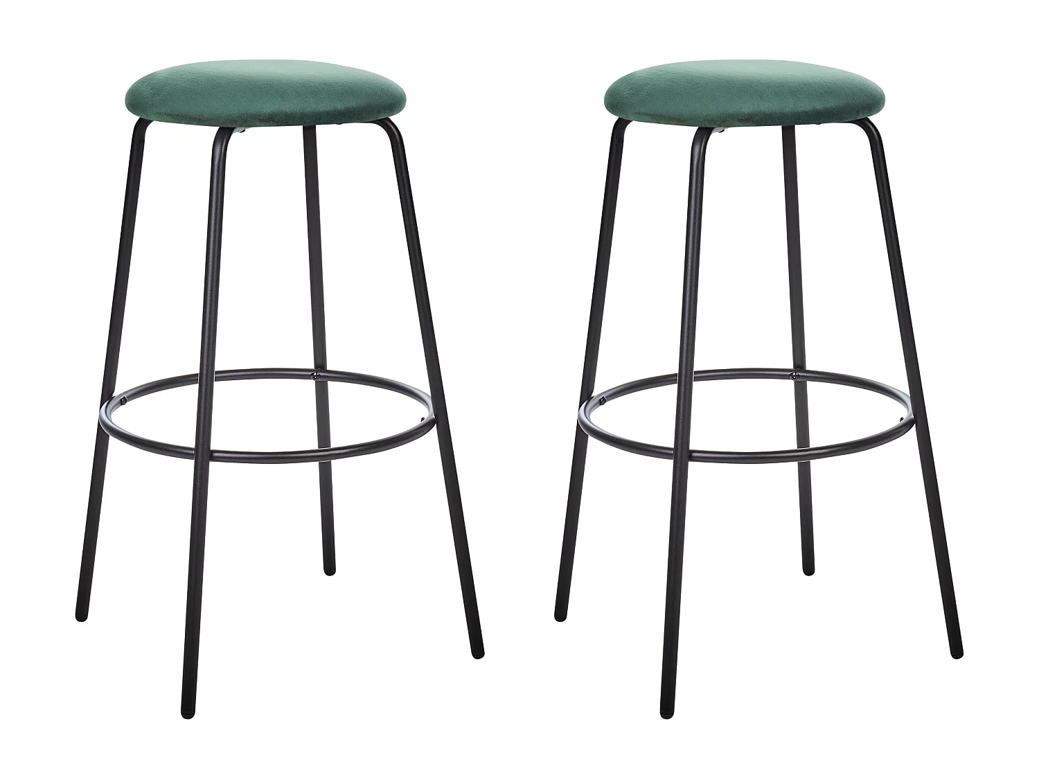 Lot de 2 chaises de bar MORTON Velours Vert émeraude