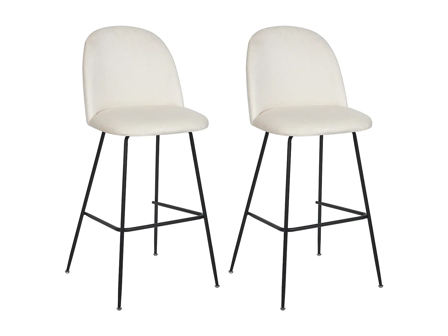 Set di 2 sedie alte ARCOLA Velluto Bianco sporco