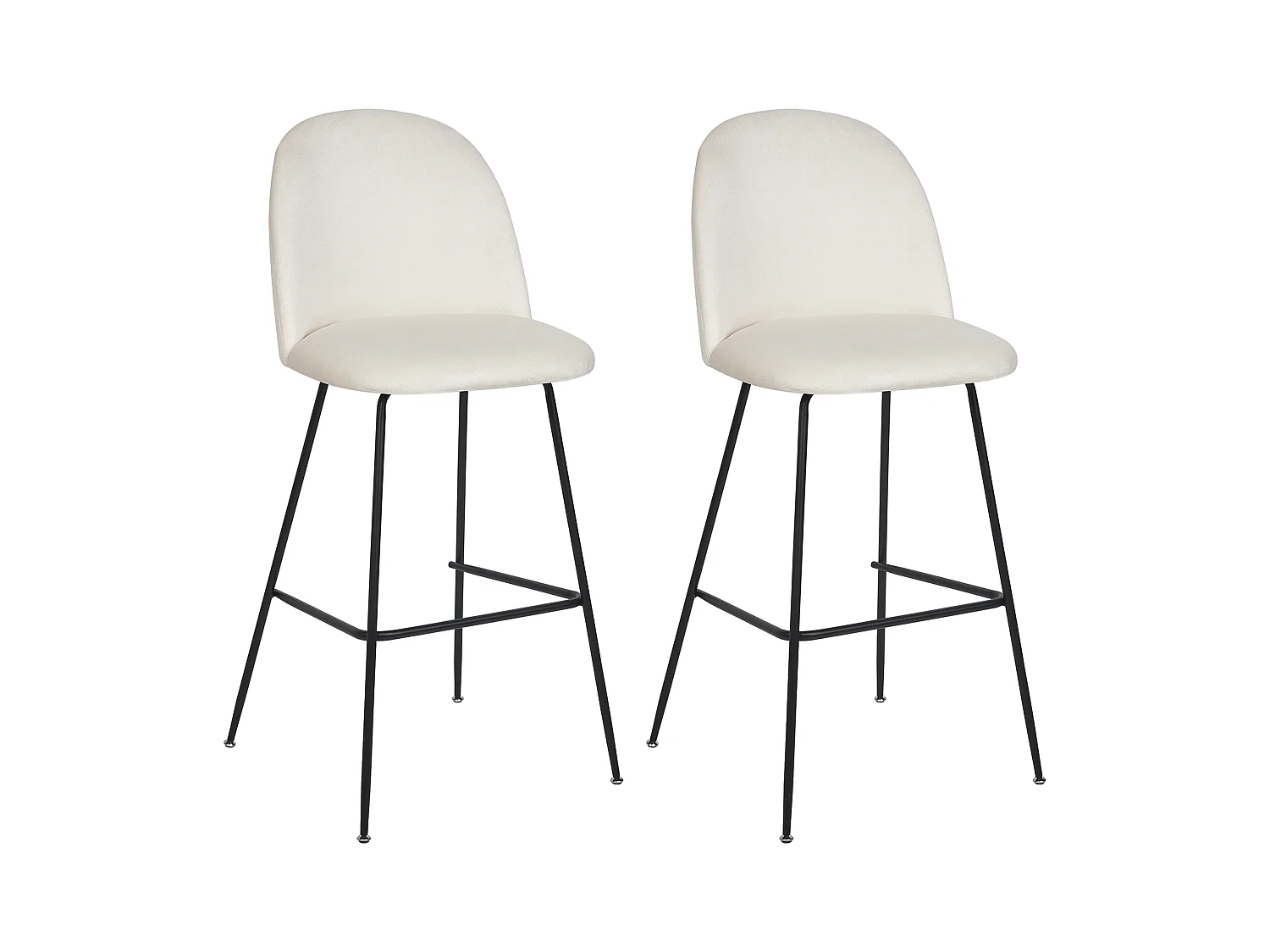 Lot de 2 chaises de bar ARCOLA Velours Blanc cassé