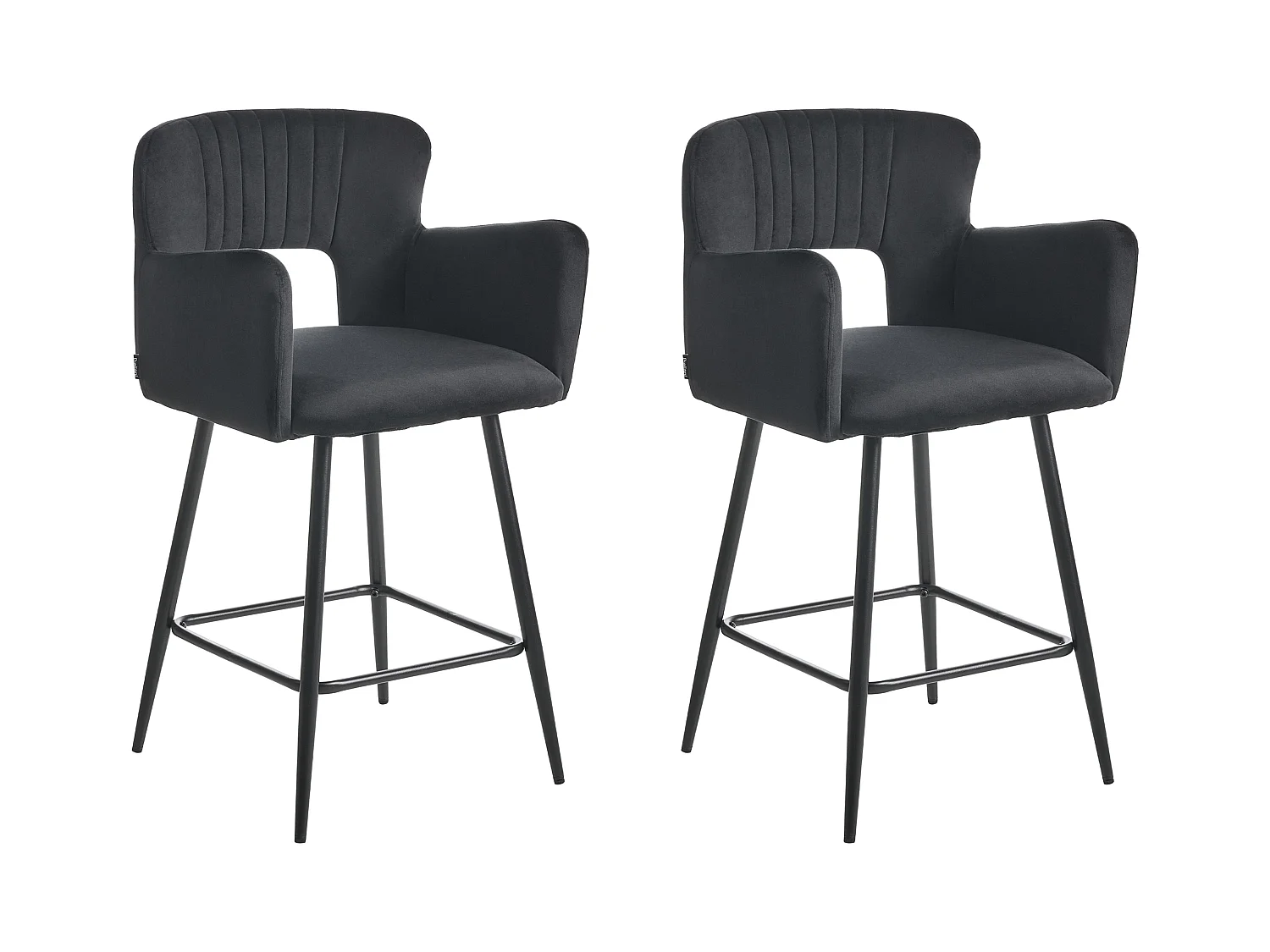 Lot de 2 chaises de bar SANILAC Velours Noir