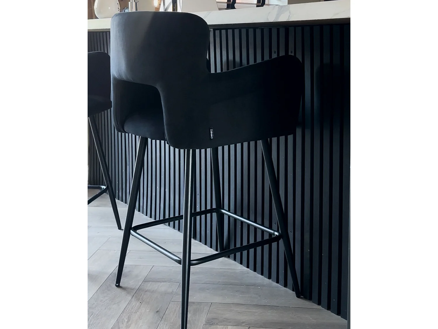Lot de 2 chaises de bar SANILAC Velours Noir