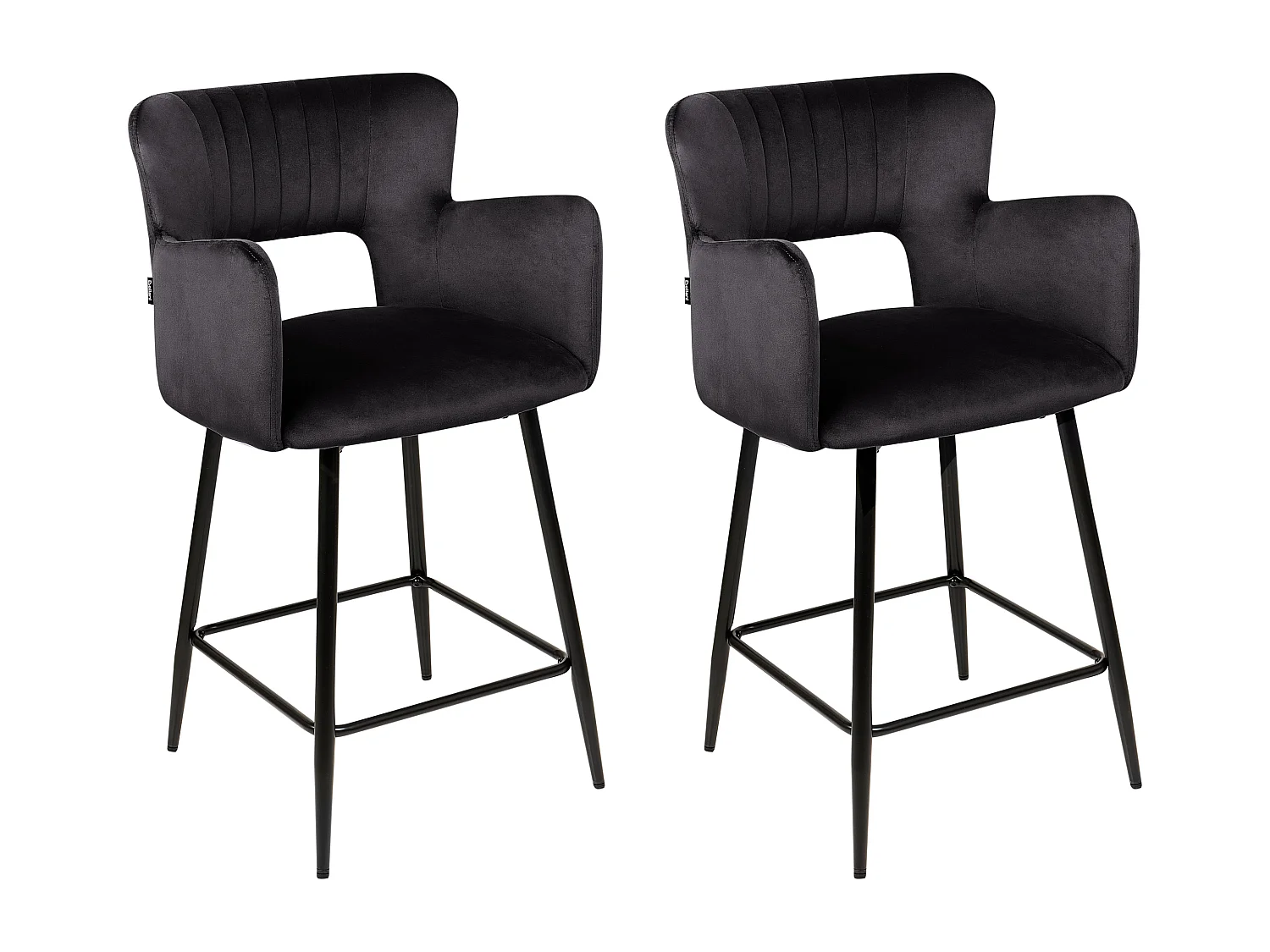 Set mit 2 Barstühlen SANILAC Samtstoff Schwarz