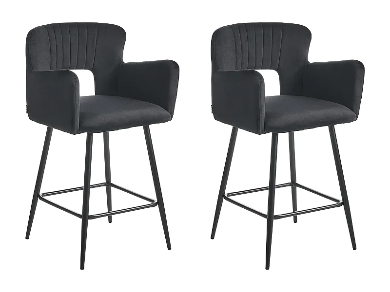 Lot de 2 chaises de bar SANILAC Velours Noir
