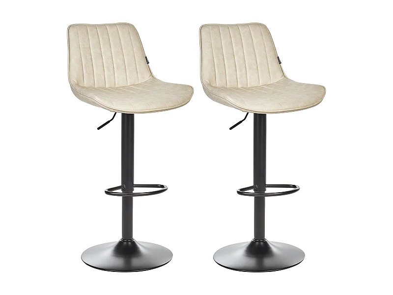 Set di 2 sedie alte DUBROVNIK Pelle sintetica Beige chiaro