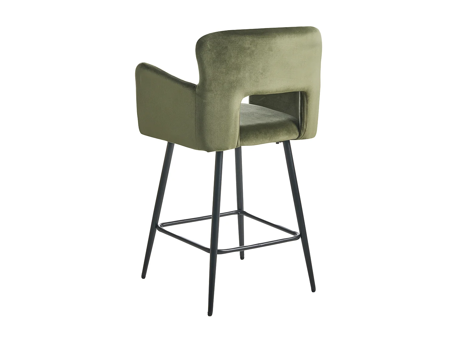 Lot de 2 chaises de bar SANILAC Velours Vert olive