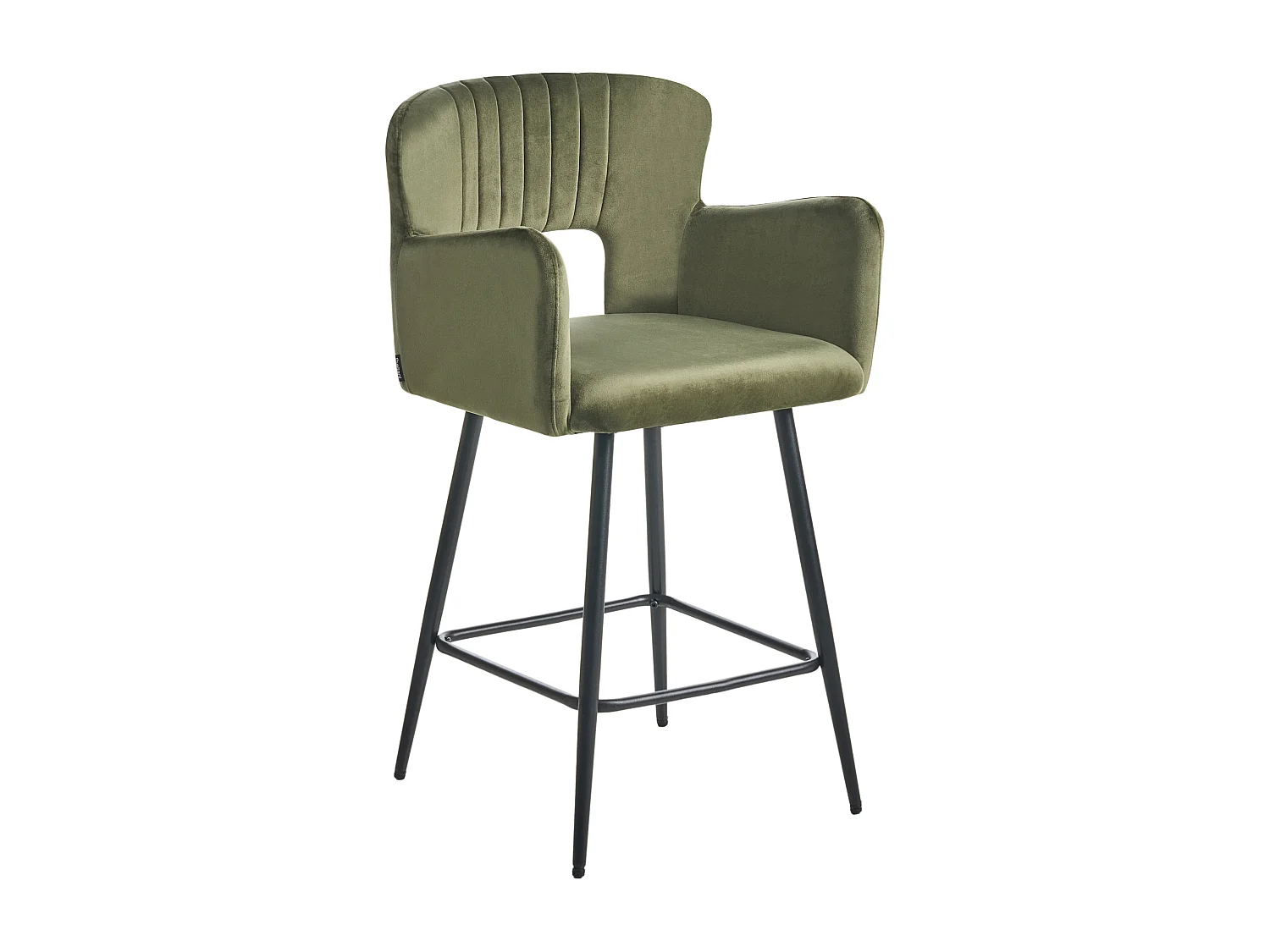 Lot de 2 chaises de bar SANILAC Velours Vert olive