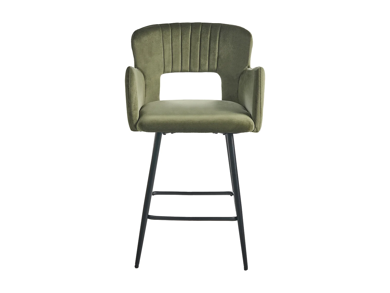 Lot de 2 chaises de bar SANILAC Velours Vert olive
