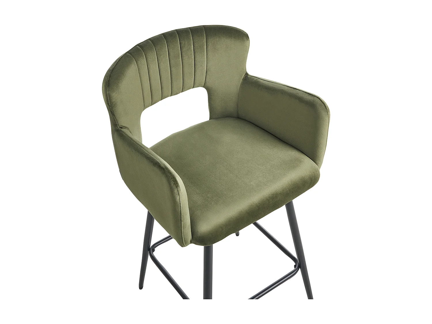 Lot de 2 chaises de bar SANILAC Velours Vert olive