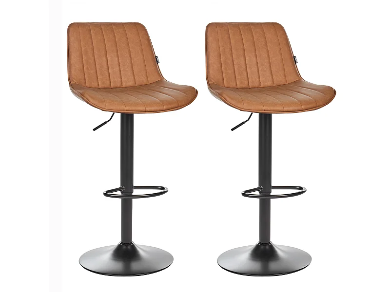 Set van 2 barstoelen DUBROVNIK Kunstleer Draaibaar Goudbruin