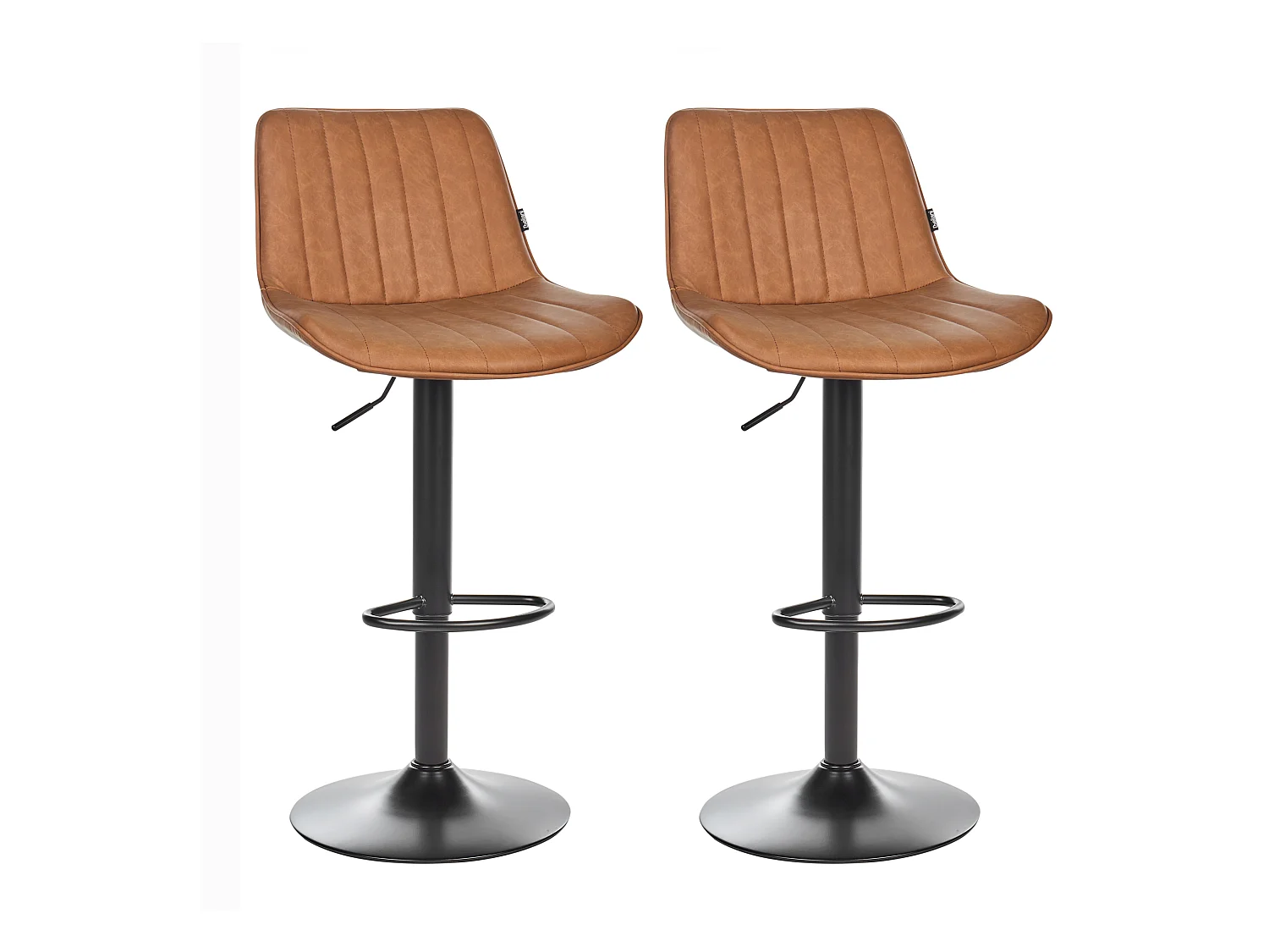 Lot de 2 chaises de bar DUBROVNIK Cuir PU Marron doré