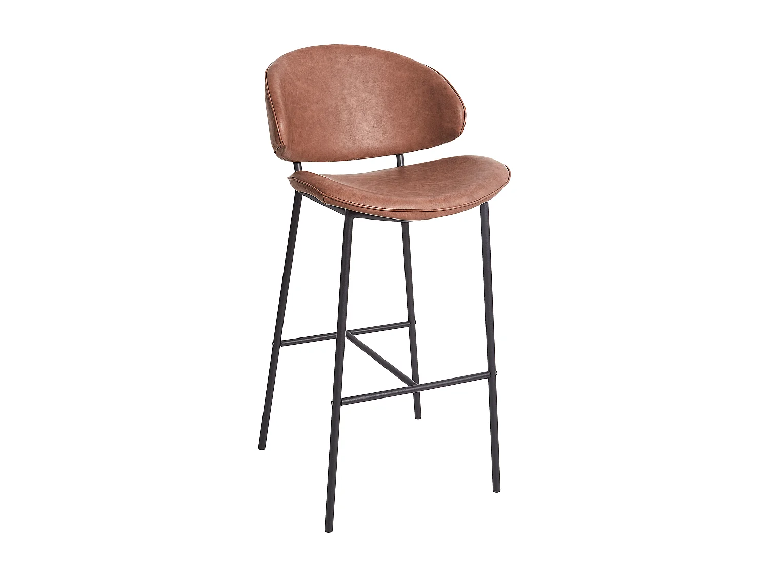 Lot de 2 chaises de bar KIANA Cuir PU Marron