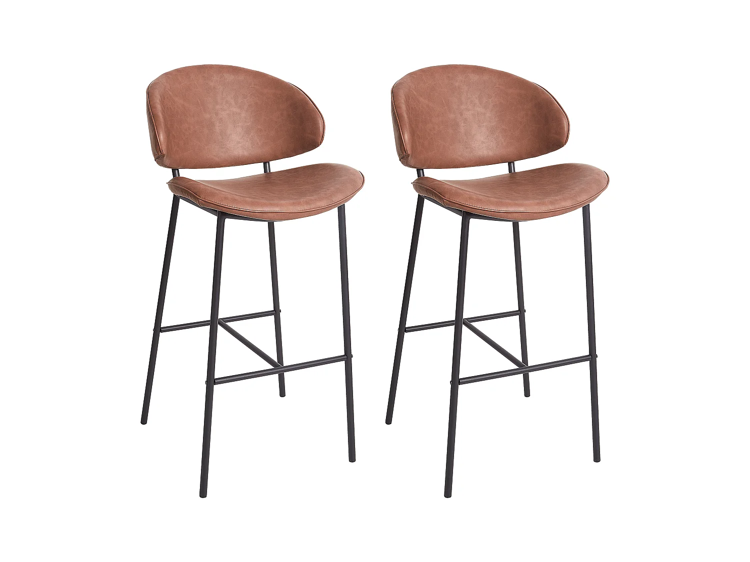 Lot de 2 chaises de bar KIANA Cuir PU Marron