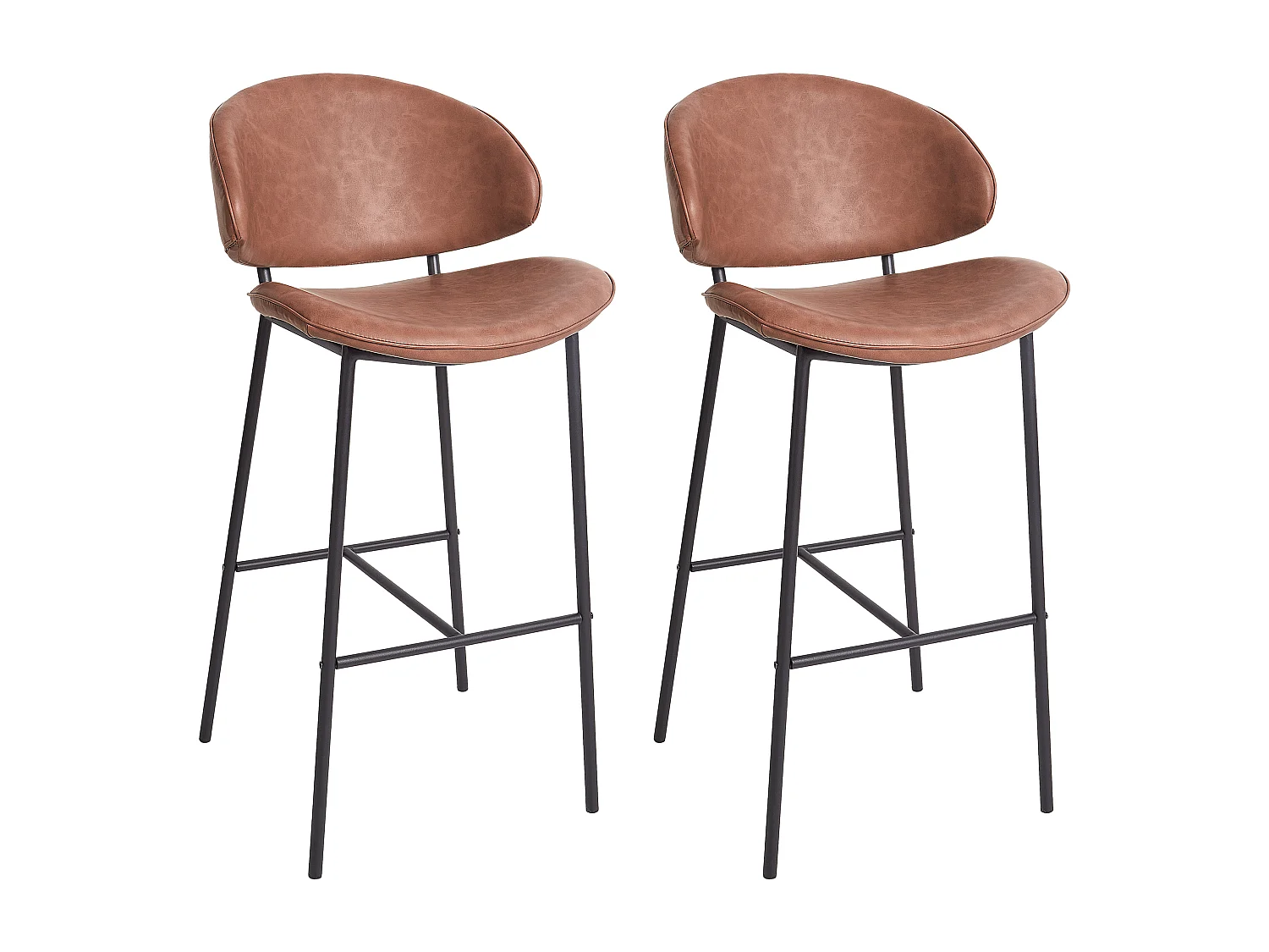 Lot de 2 chaises de bar KIANA Cuir PU Marron