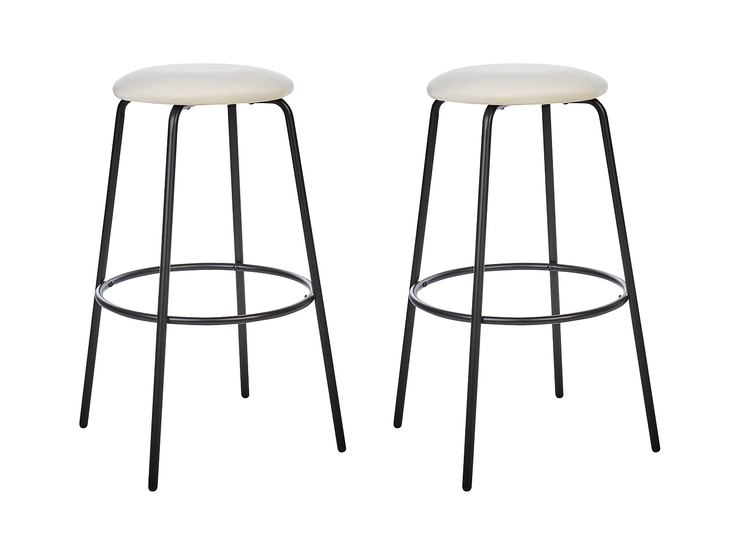 Lot de 2 chaises de bar MORTON Velours Blanc cassé