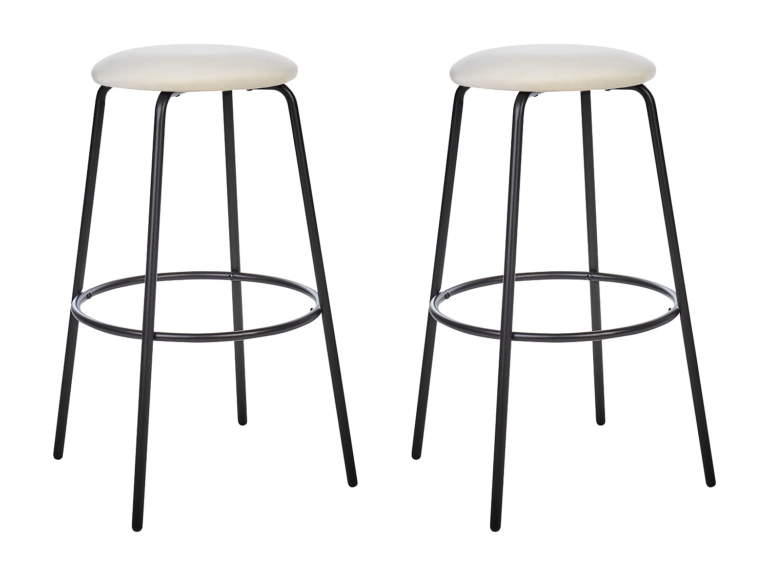 Lot de 2 chaises de bar MORTON Velours Blanc cassé