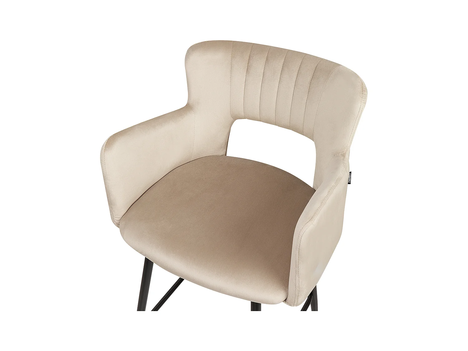 Barstuhl Samt beige taupe mit Rückenlehne Armlehnen Fußstütze modern Sanilac