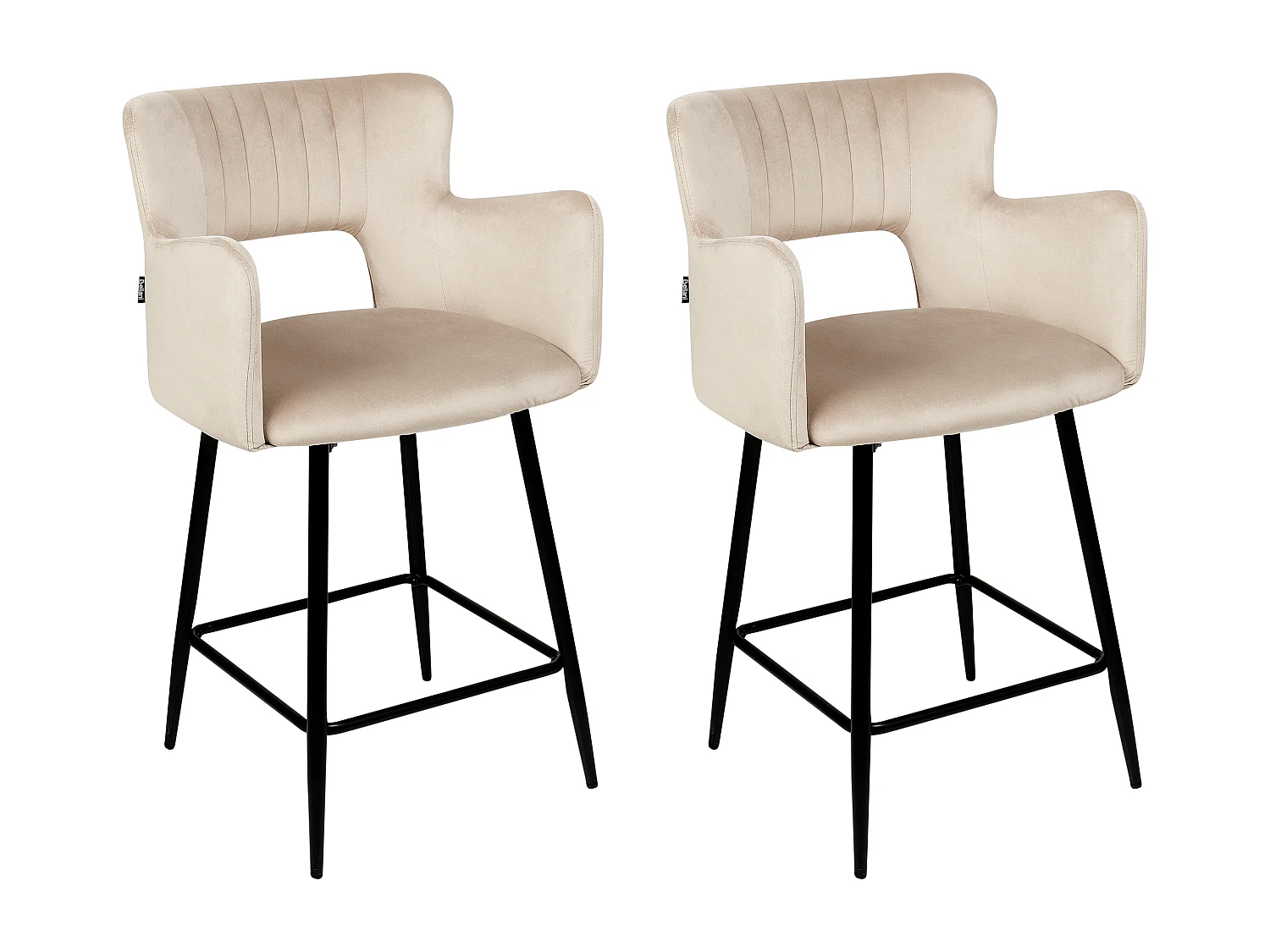 Lot de 2 chaises de bar SANILAC Velours Taupe