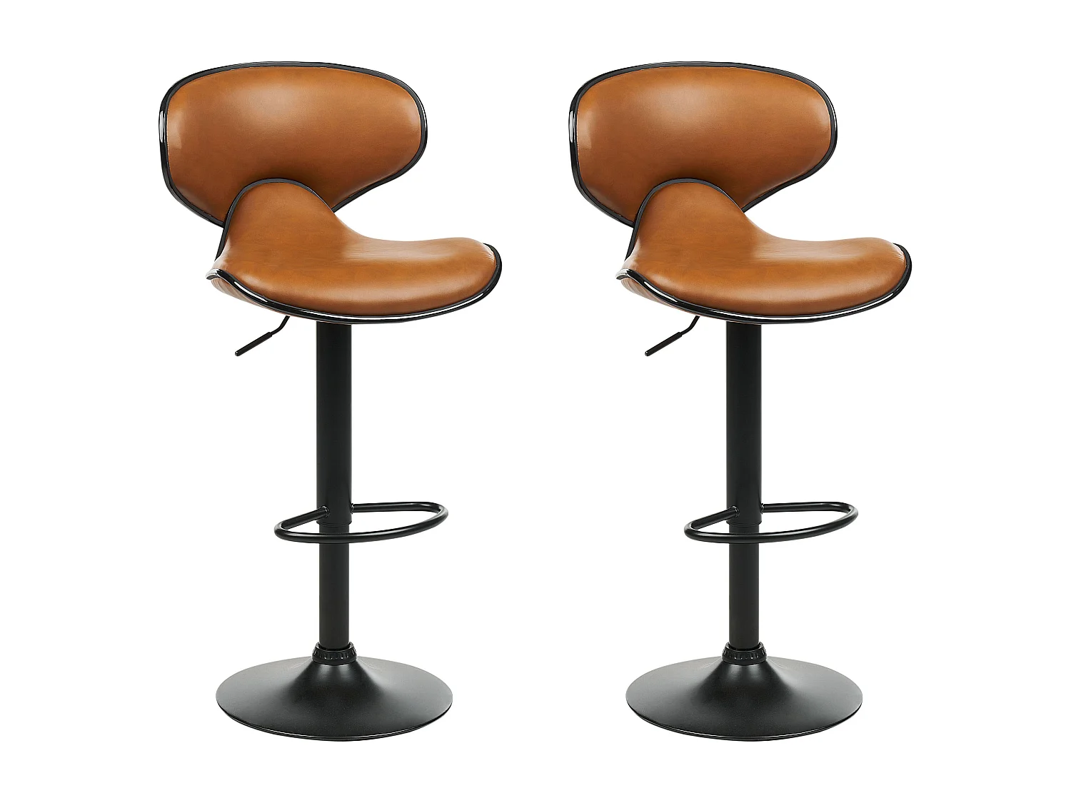 Barhocker 2er Set Kunstleder braun Metallgestell höhenverstellbar Conway II