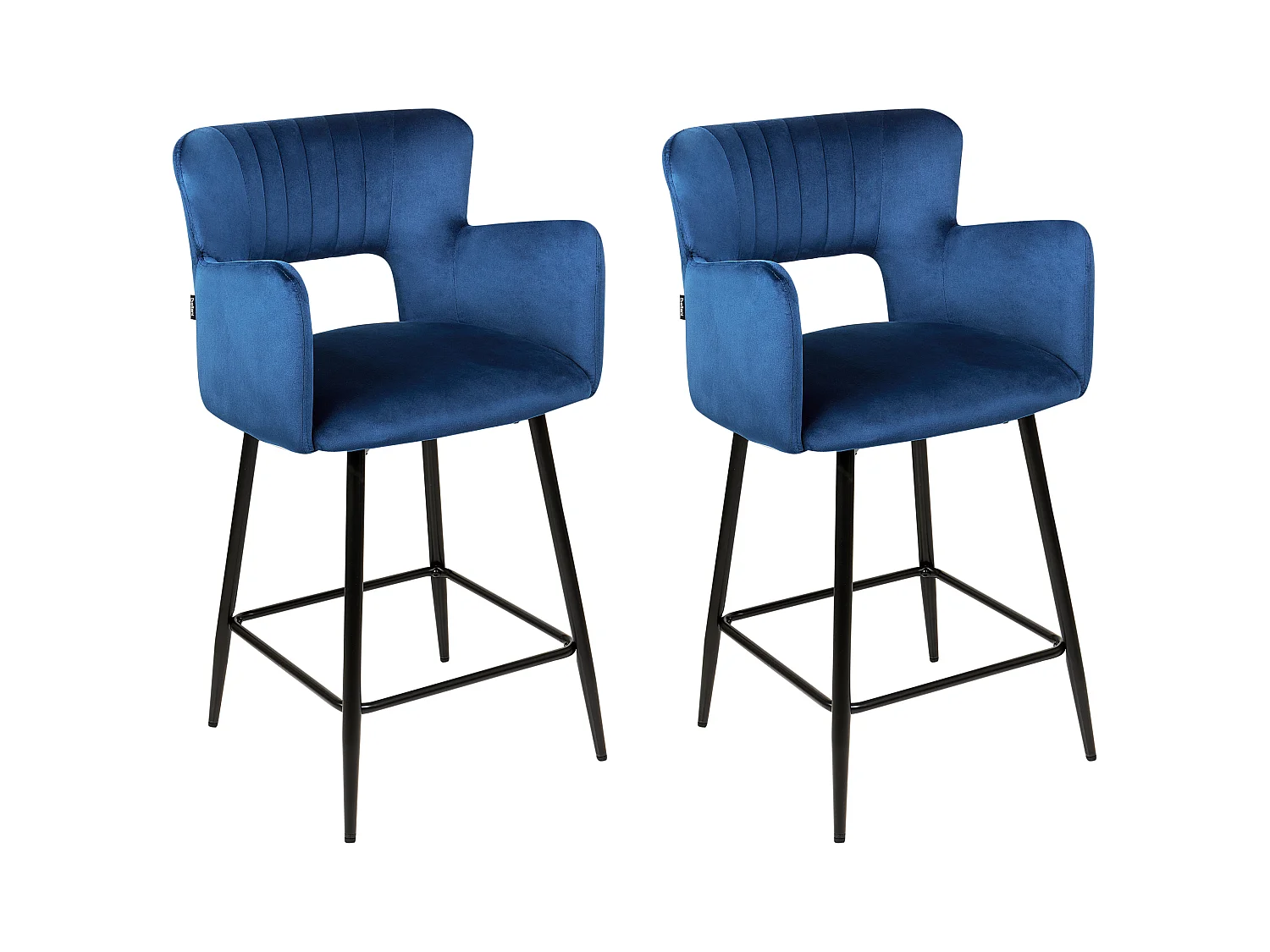 Lot de 2 chaises de bar SANILAC Velours Bleu marine