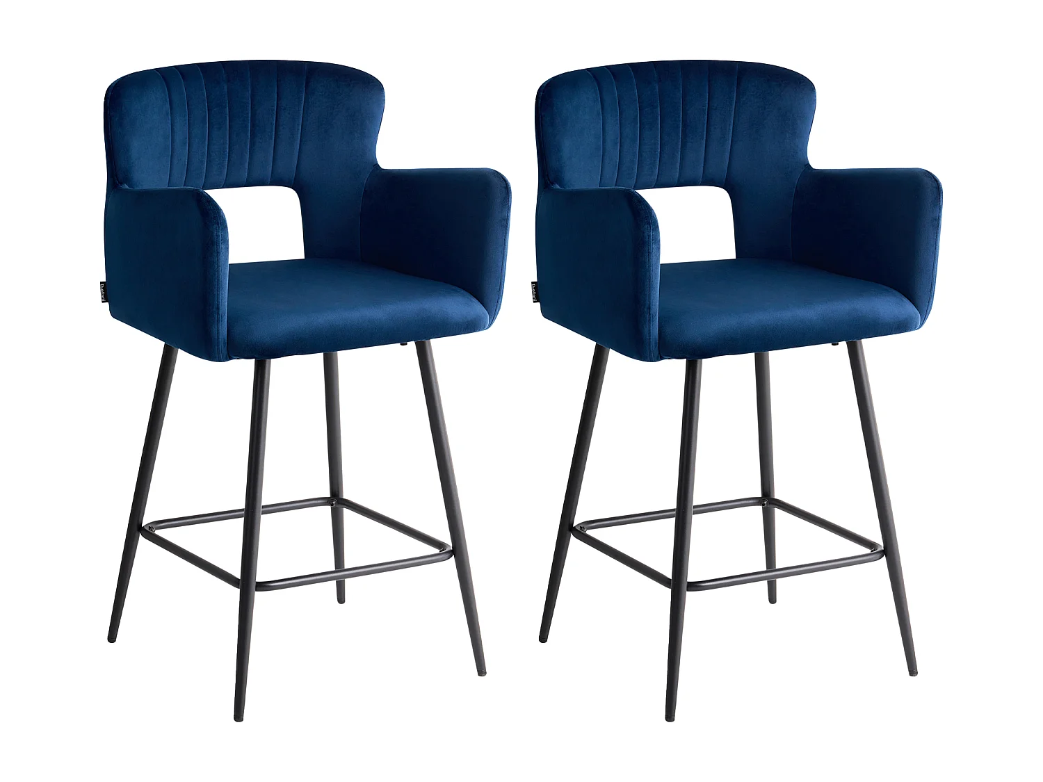 Conjunto de 2 bancos de bar SANILAC Veludo Azul marinho