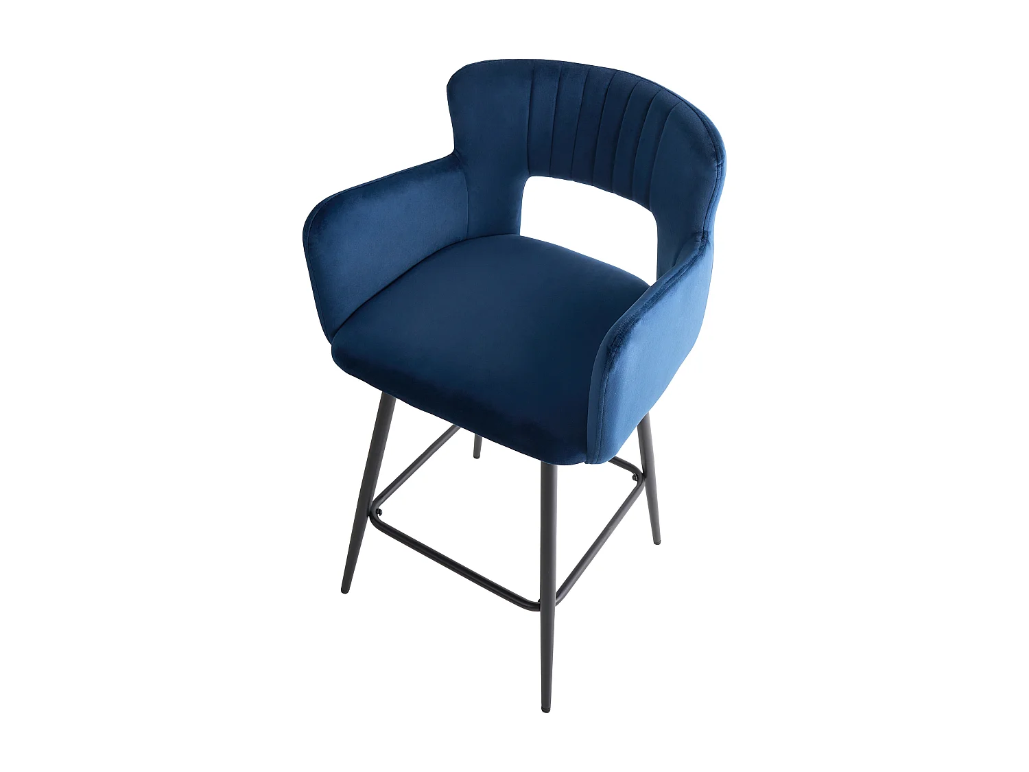 Lot de 2 chaises de bar SANILAC Velours Bleu marine