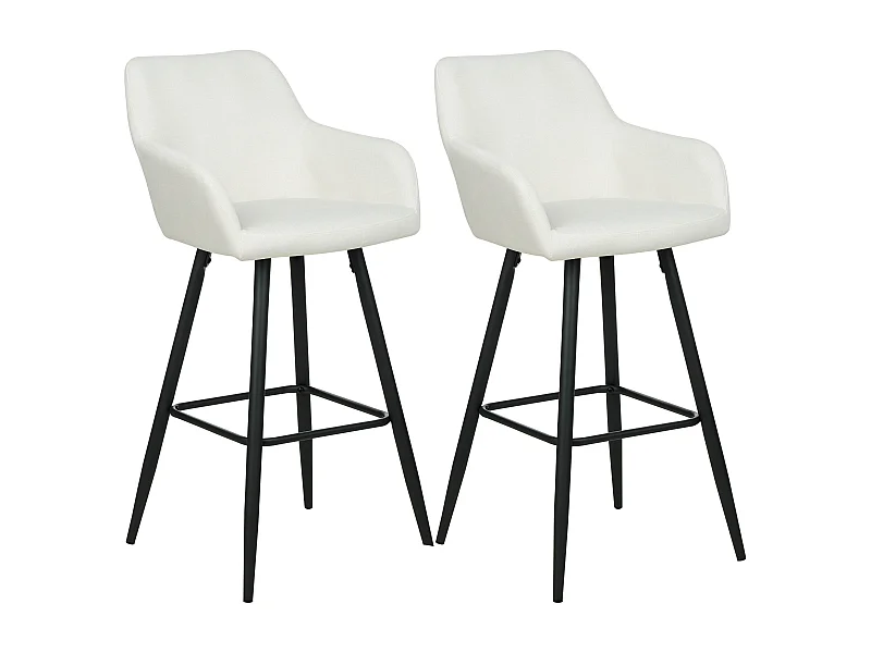 Lot de 2 chaises de bar CASMALIA Velours Blanc cassé