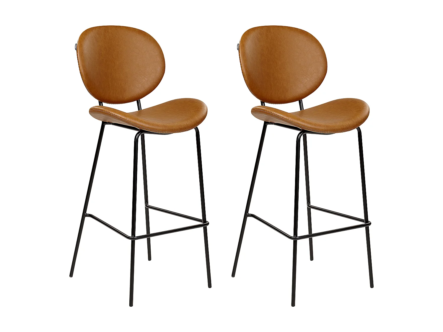 Lot de 2 chaises de bar LUANA Cuir PU Marron doré