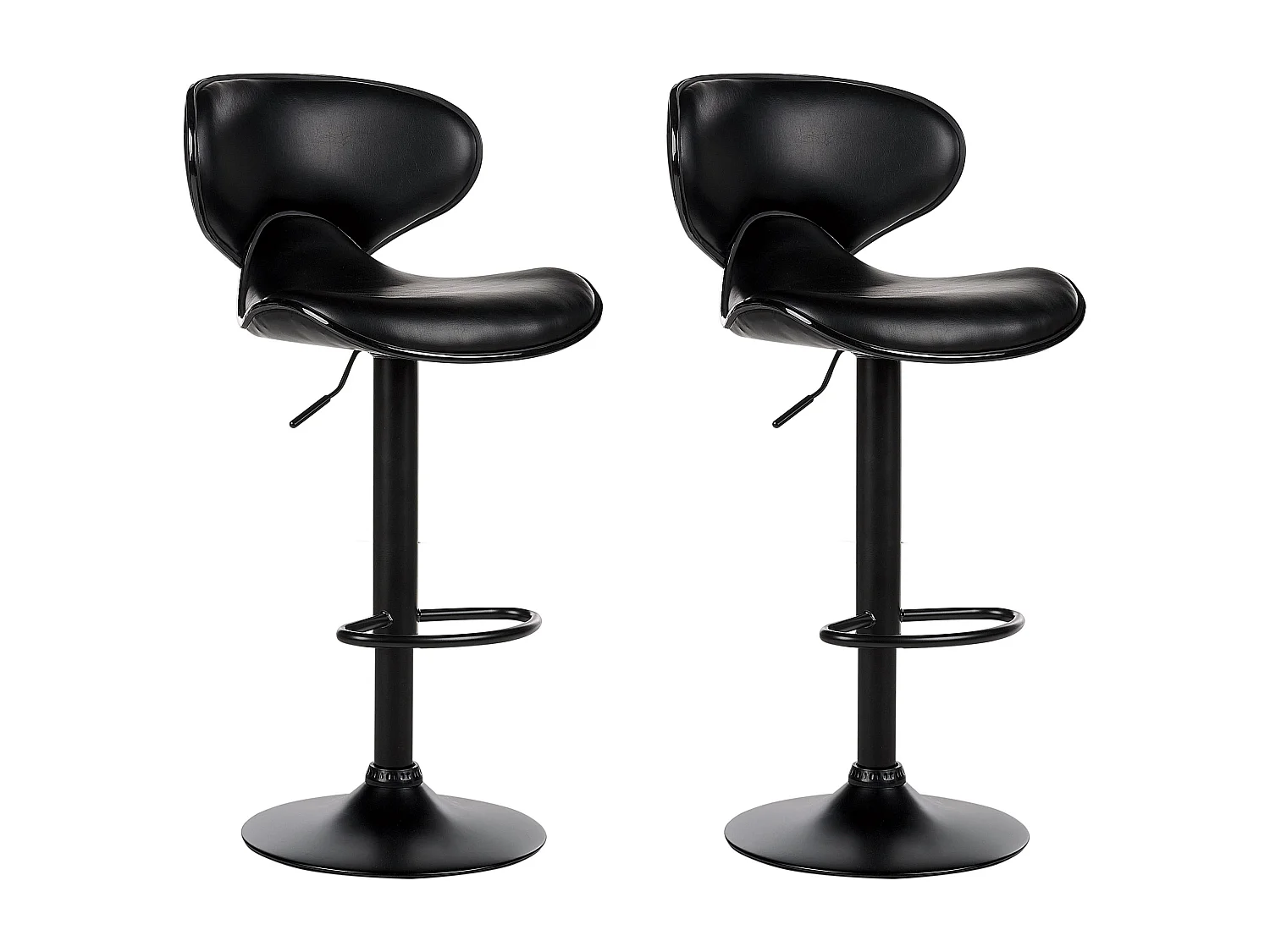 Lot de 2 chaises de bar CONWAY Cuir PU Noir