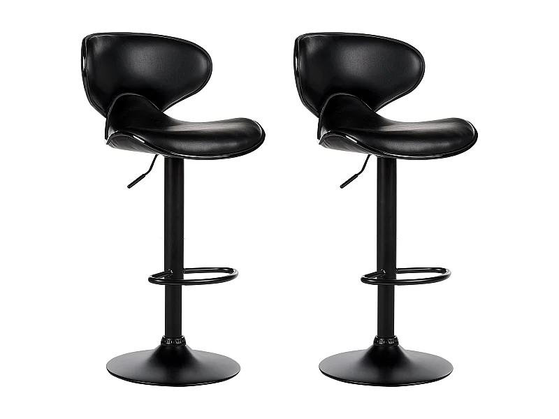 Lot de 2 chaises de bar CONWAY Cuir PU Noir