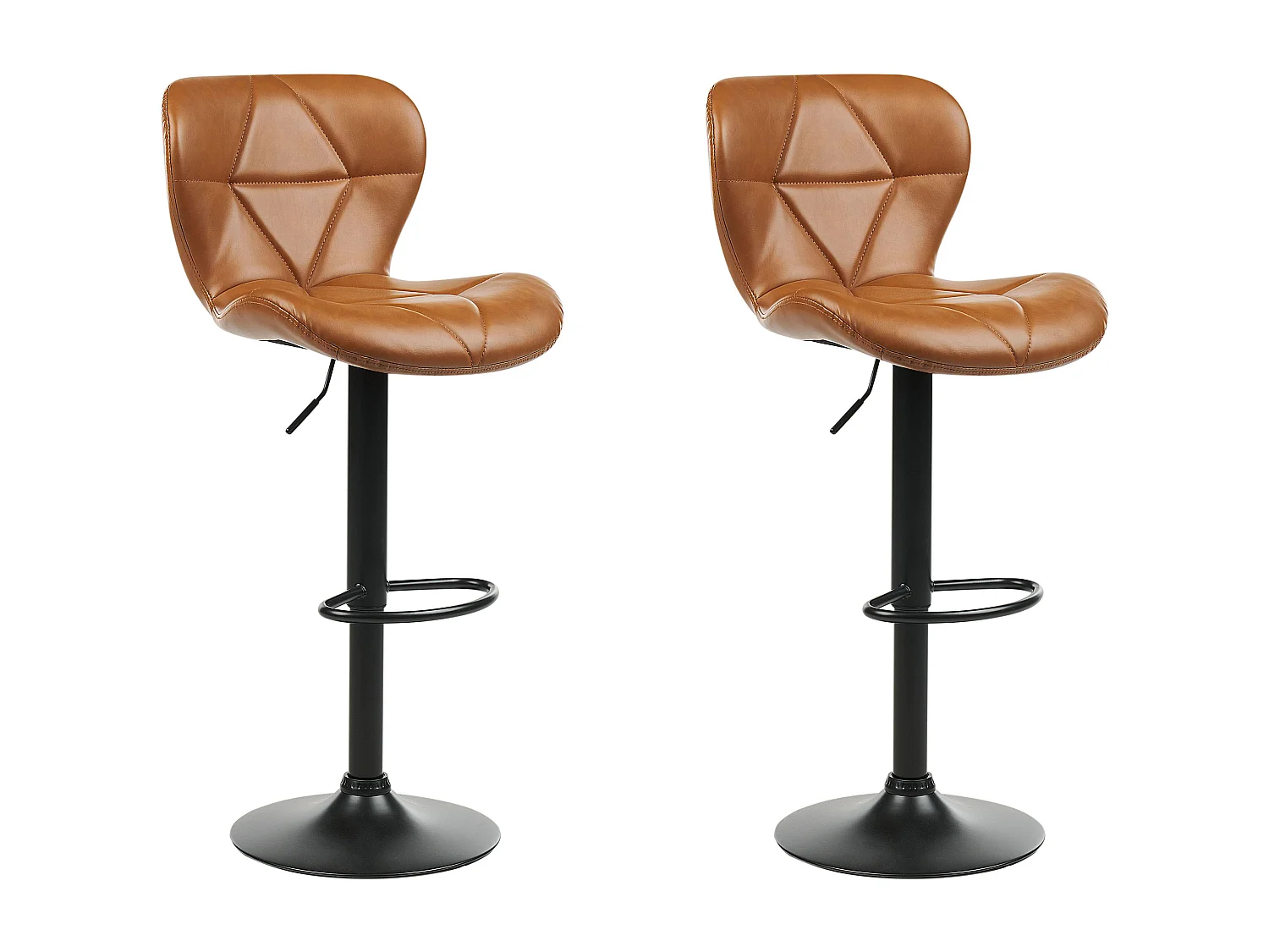 Lot de 2 chaises de bar VALETTA Cuir PU Marron doré