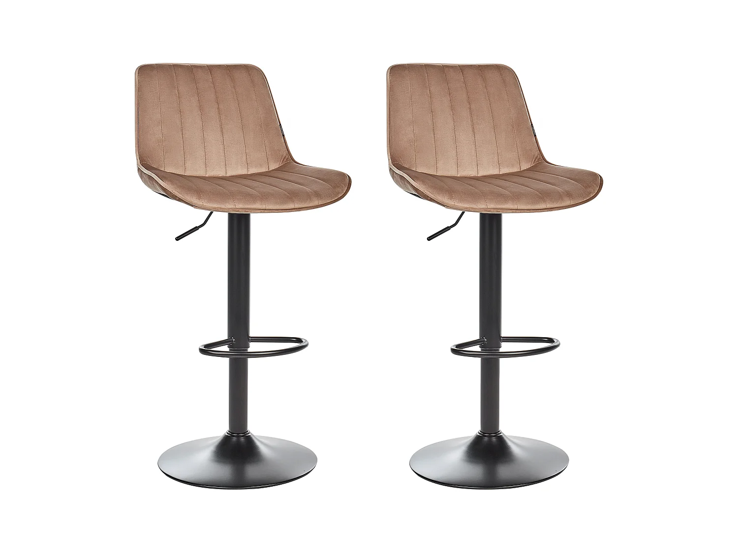 Lot de 2 chaises de bar DUBROVNIK Velours Marron clair