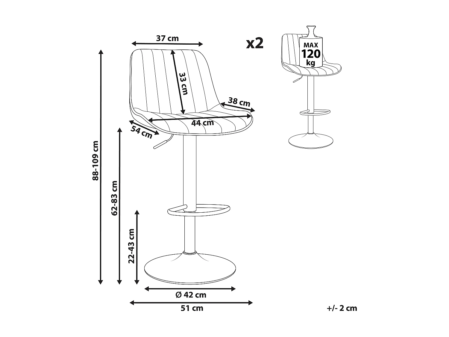 Barhocker 2er Set Samt braun Metallgestell höhenverstellbar drehbar Dubrovnik