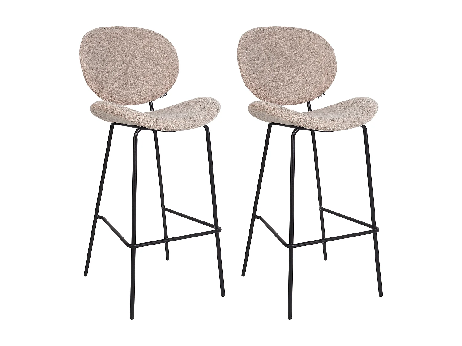 Conjunto de 2 sillas de bar LUANA Bouclé Beige claro