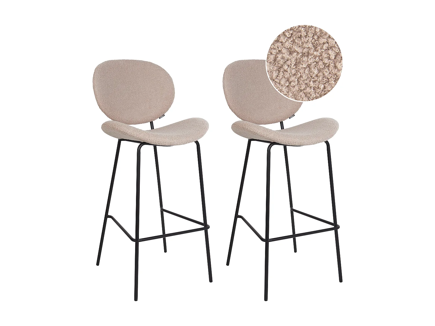 Set mit 2 Barstühlen LUANA Bouclé Hellbeige